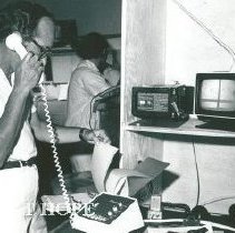 Dr Stanley Wolfe talking to Washington via COMSAT.